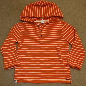 Janie And Jack Striped Orange Kids Long Sleeved Hooded Shirt
